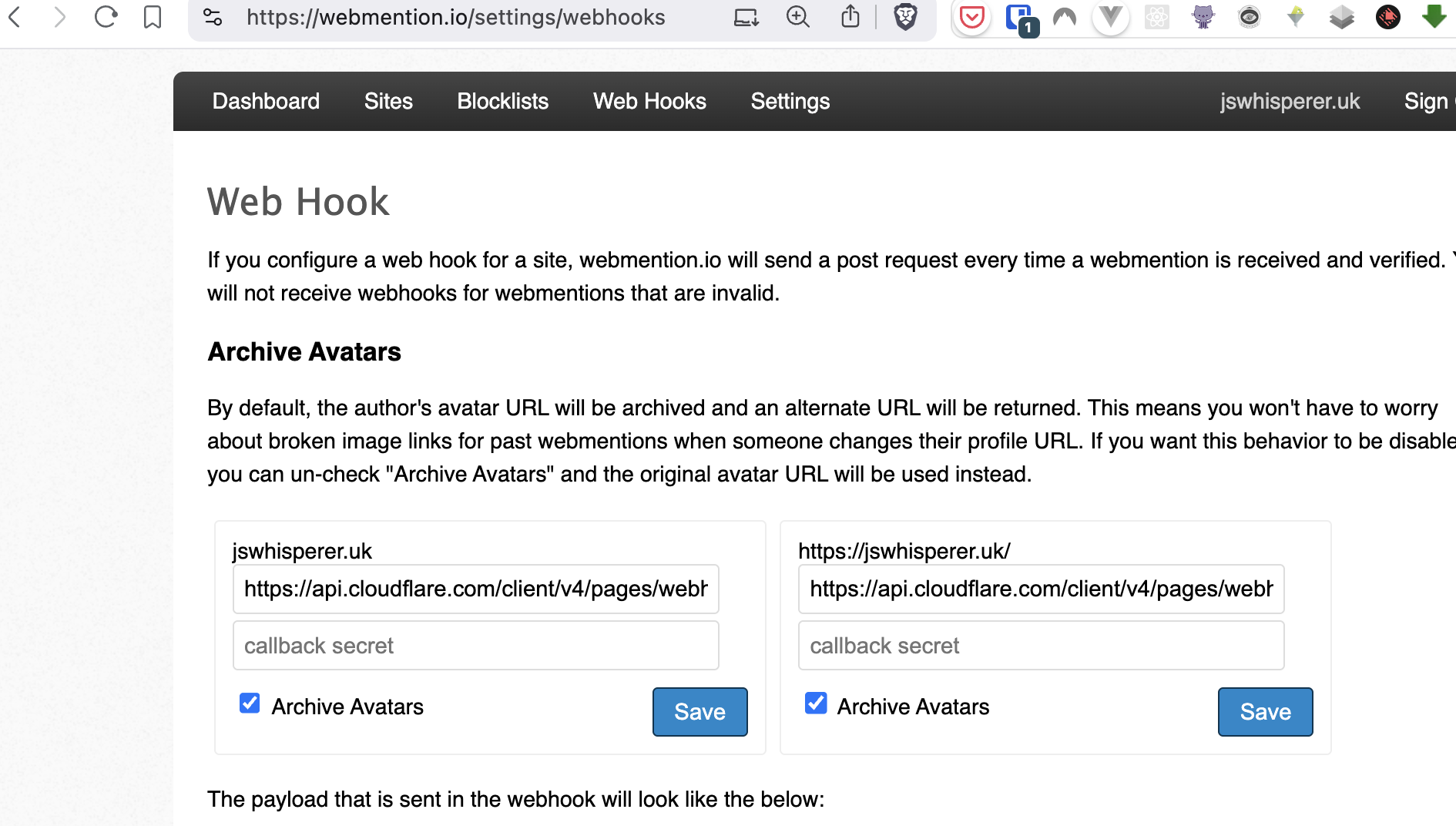 webmention.io webhook
